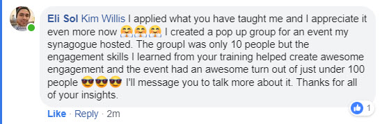 Testimonial from Eli Sol - applied teachings with awesome engagement results
